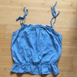 Forever 21 Blue Self Tie Tank Top Peplum